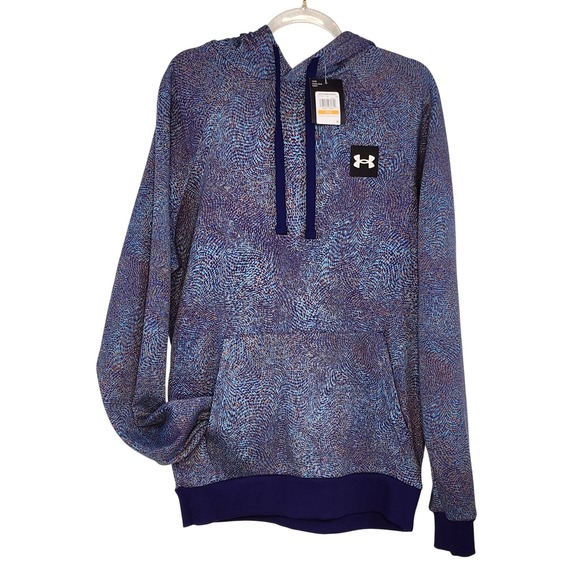 NWT Under Armour UA Rival Fleece Printed HD Hoodie Mens Small S Blue Purple - Picture 1 of 7